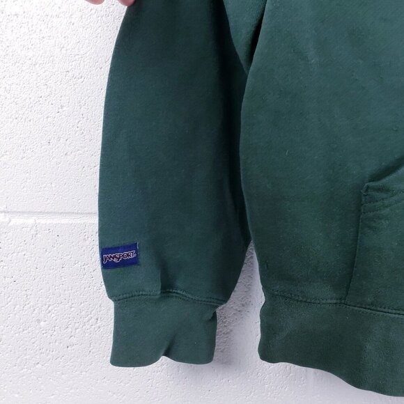 Vintage 90s Jansport Notre Dame ND Hoodie Hooded Sweatshirt Green Size Medium - Picture 6 of 8